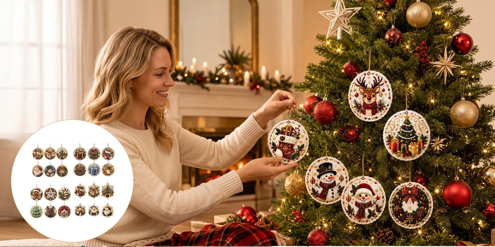 Adornos de Navidad con diamantes – Pack de 6
